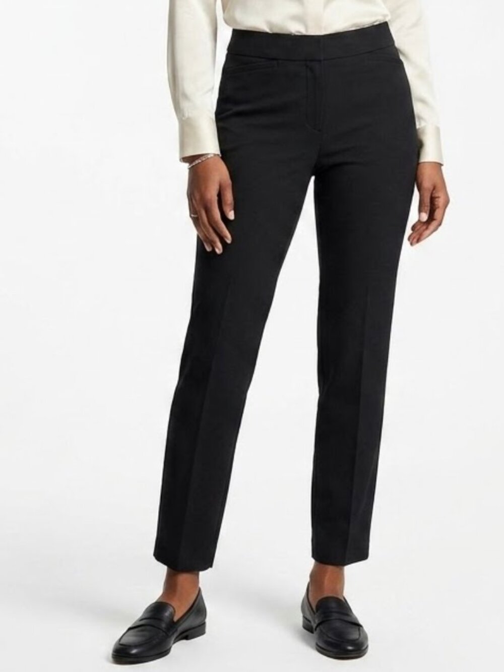 LOFT Black Marisa Fit Straight Leg Trousers Minimalist Corporate Goth Sz 0